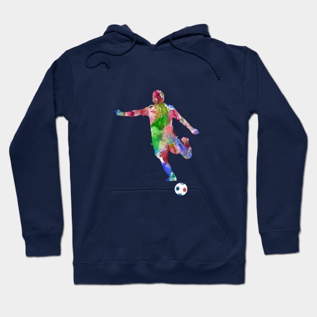 Man Soccer Player Hoodie by RosaliArt